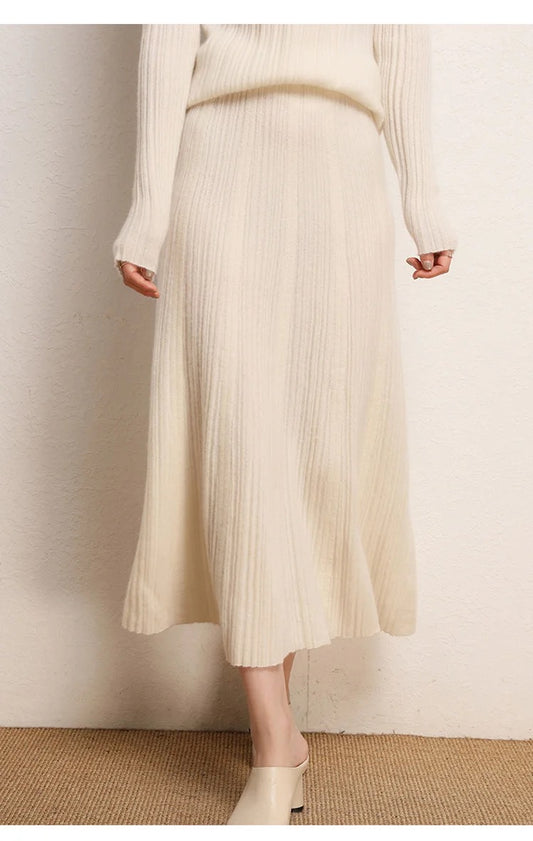 Midi skirt in cashmere