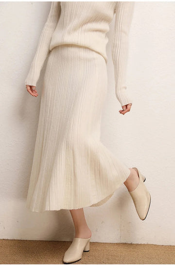 Midi skirt in cashmere